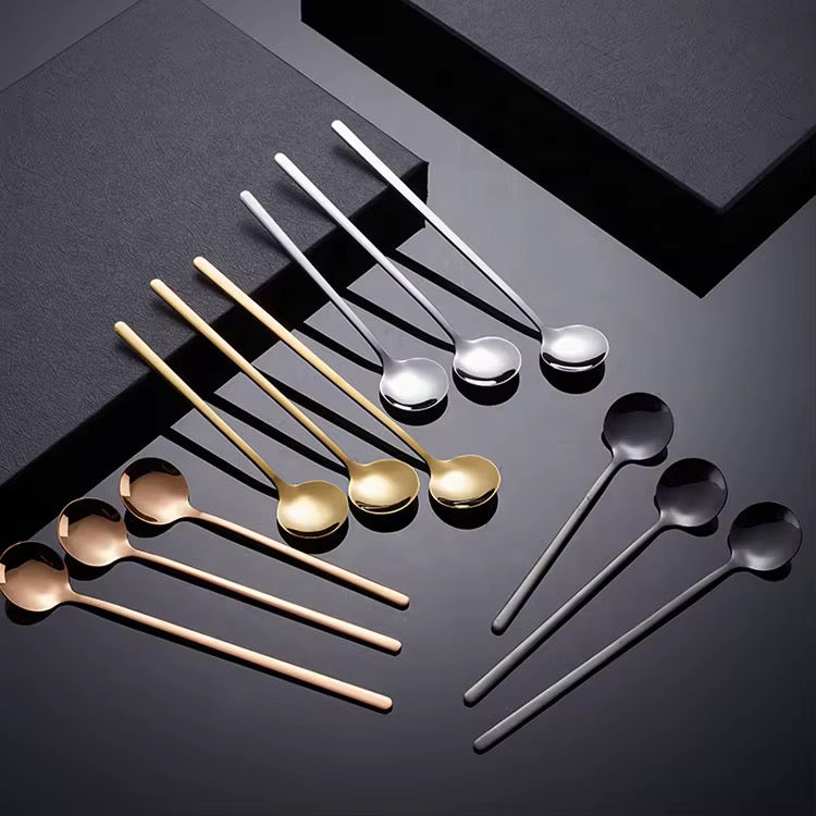 Stainless steel long handle high quality tea/coffee spoons pack of 5.