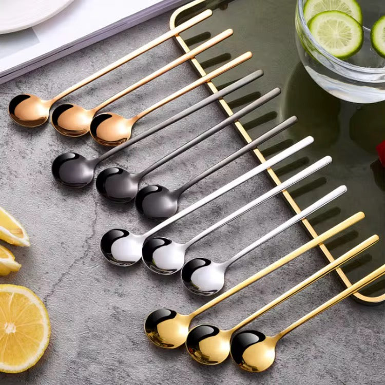 Stainless steel long handle high quality tea/coffee spoons pack of 5.