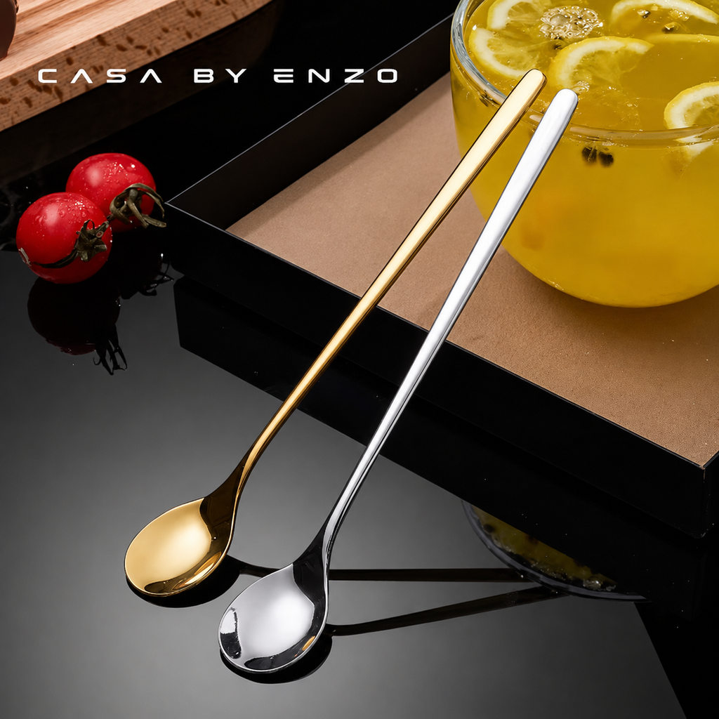 Stainless steel long handle high quality tea/coffee spoons pack of 5.